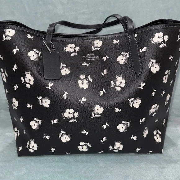Coach Black and White Floral Tote Bag - Picture 15 of 15